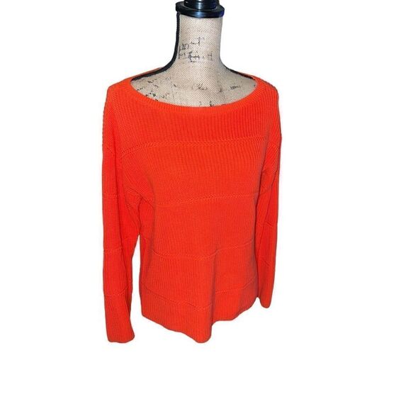 Talbots‎ Womens Chunky Cable Knit Cardigan Size Small Orange Pullover Boat Neck - Picture 6 of 6
